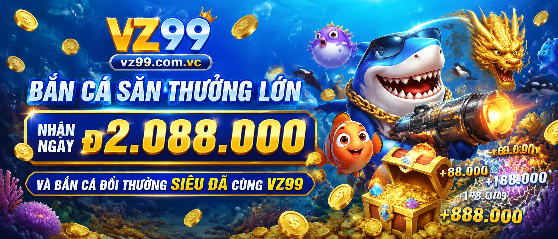 Bắn Cá Thủy Cung với chủ đề aquarium và giao diện sáng
