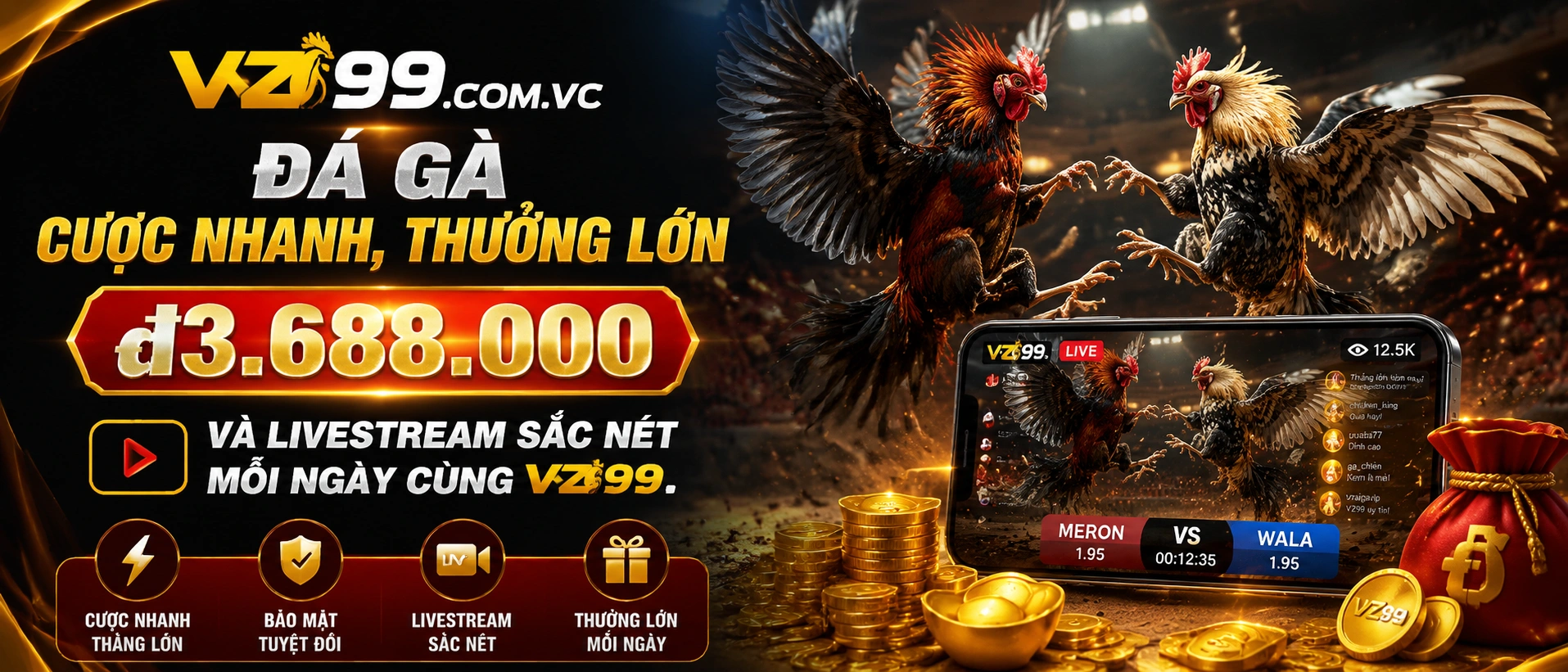 Đá Gà Trực Tiếp VZ99 với không khí live và giao diện mở trận