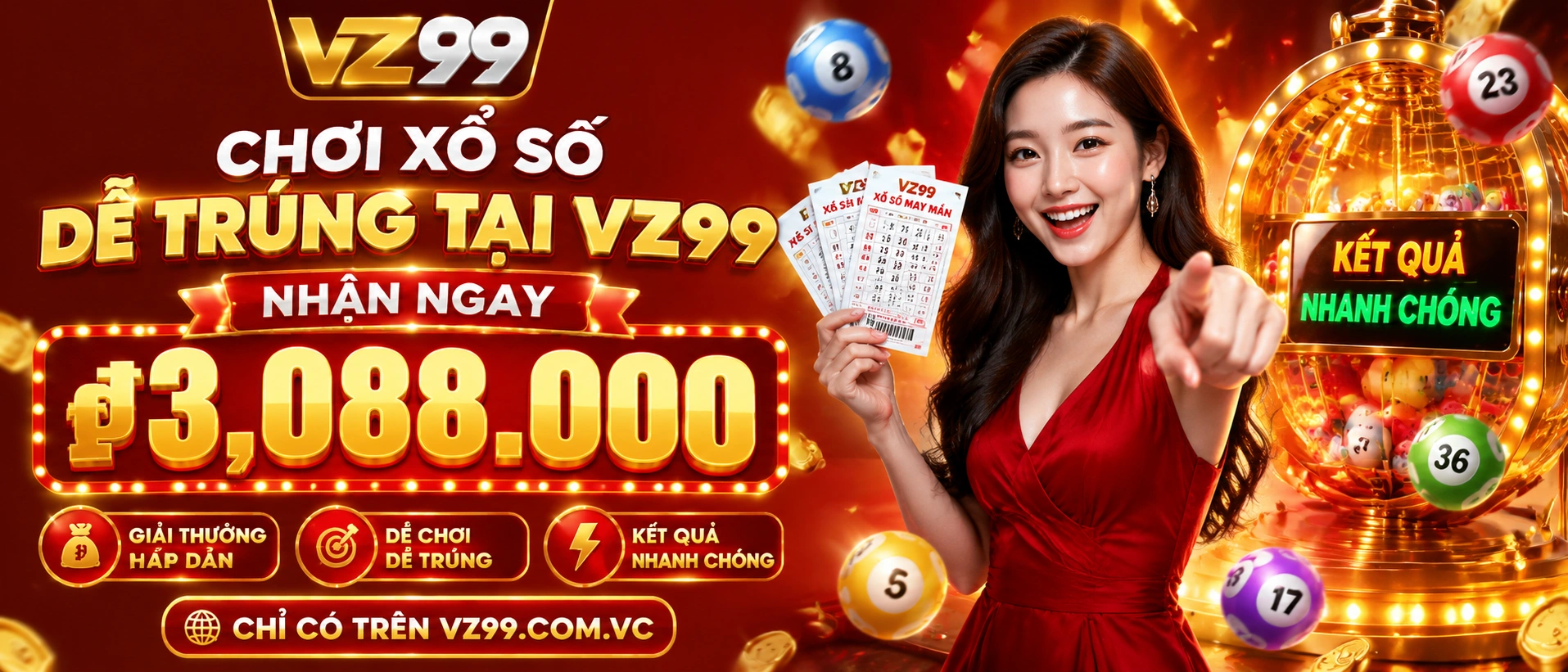 Bảng xổ số VZ99 hiển thị kết quả theo khu vực và lịch quay
