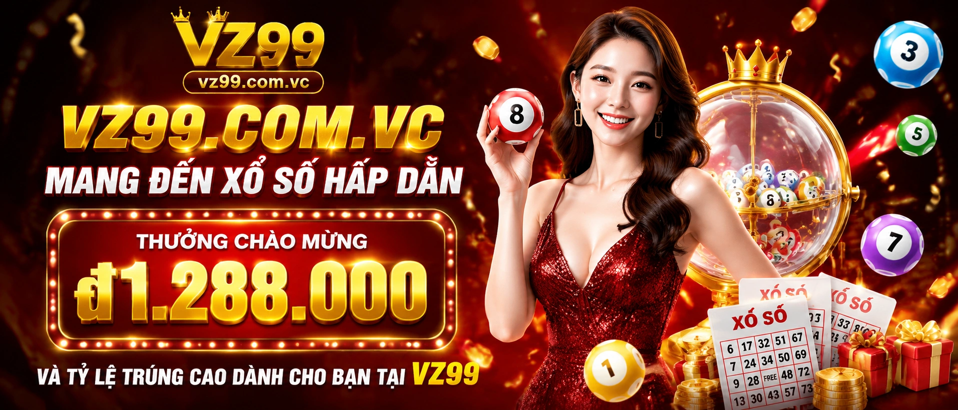 Giao diện Xổ Số VZ99 với bảng kết quả và khu vực xổ số